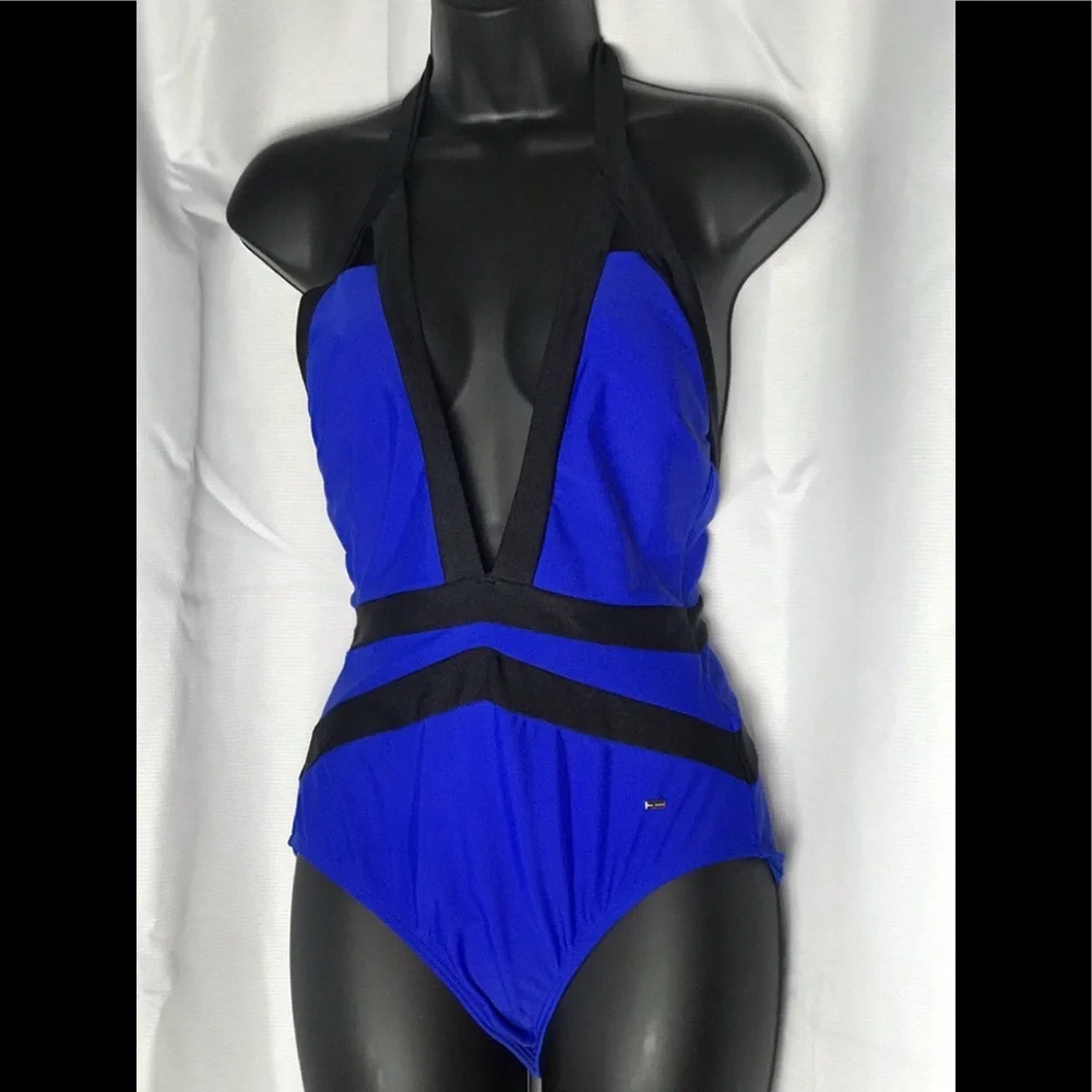 TED BAKER Ralinda Bright Blue Halter Swimsuit US 6
